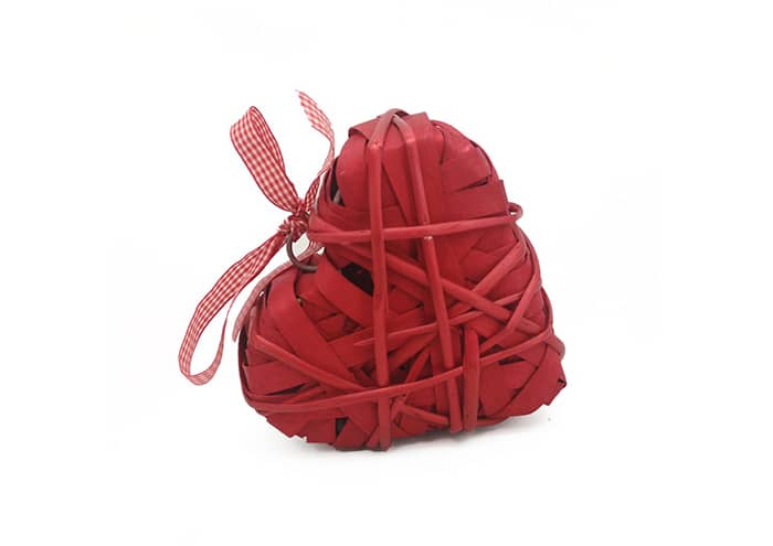 Immagine e commerce Cuore vimini rosso bordo spesso fiocco quadrettato cm 17x14 h9