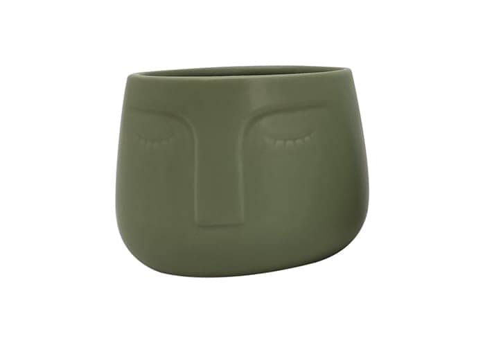 Immagine e commerce Portavaso con viso stilizzato diametro 14 cm Verde salvia