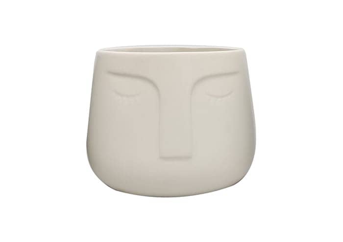 Immagine e commerce Portavaso con viso stilizzato diametro 14 cm Bianco