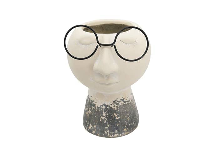 Immagine e commerce Vaso testa porta fiori con occhiali alto 20 cm