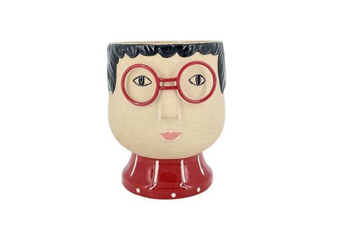 Immagine e commerce Vaso testa Bambina con occhiali vestito a pois alto cm 18