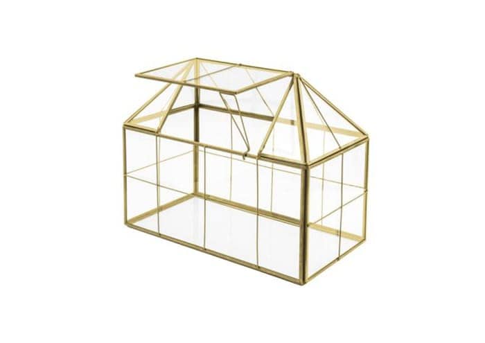Immagine e commerce Terrario piante rettangolare vetro metallo tetto 4 falde cm 24x13 h20