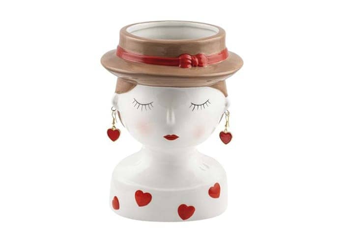 Immagine e commerce Portavaso testa bimba con orecchini e cuoricini alto 20 cm