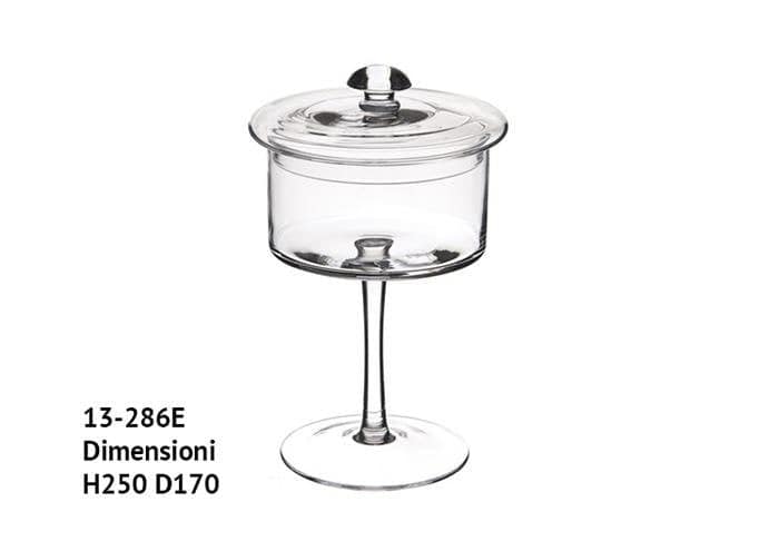Scatola vetro gambo lungo forma cilindro h 25 cm