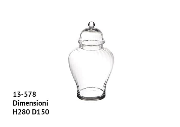 Potiche forma classica in vetro ottico alta 28 cm