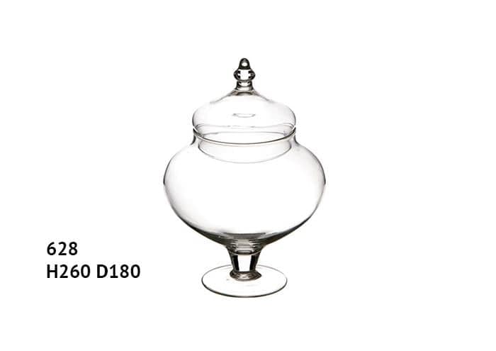 Scatola vetro forma ovale con piede alta 26 cm