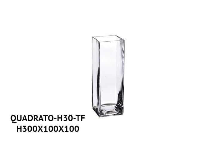 Vaso quadrato in vetro spesso taglio freddo cm 10×10 h30