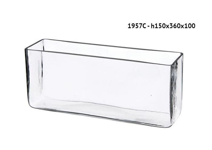 Vaso rettangolare in vetro spesso cm 36x10 h15 - Vasi rettangolari vetro