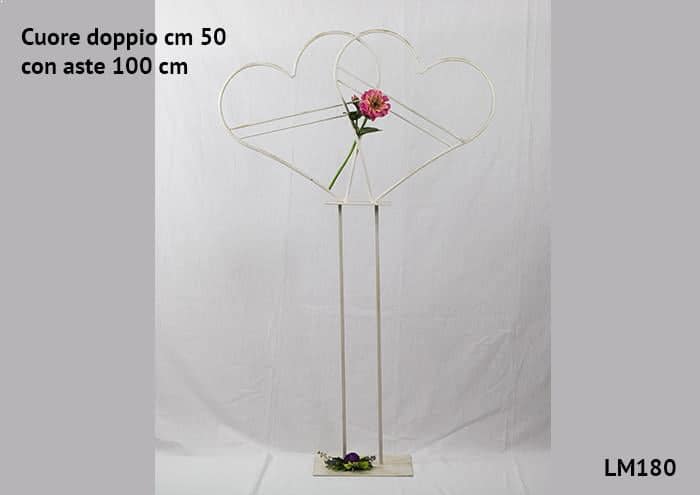 Coppia di cuori cm 50 con asta 100 cm - Strutture per addobbi floreali