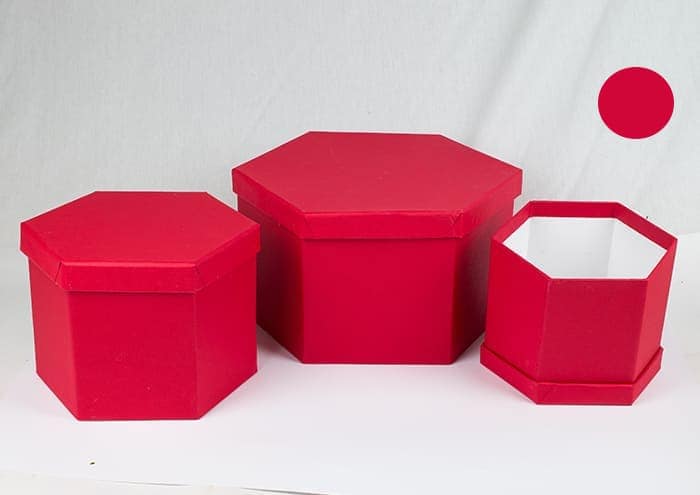 immagine ecommerce Geometryflò small scatola per fiori esagonale fatta a mano cm 16 rosso