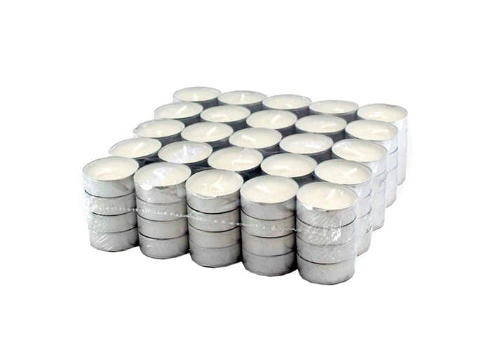 Candele tealight in alluminio durata 4 ore confezione 100 pz