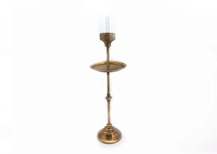 Immagine e-commerce Candelabro una fiamma con vetro paravento oro antico alto 115 cm