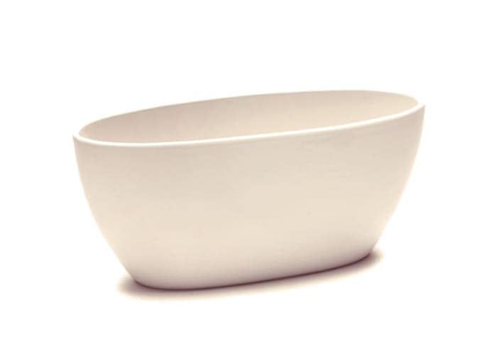 Ciotola Ovale Dutch Rose In Gres 34x23 Cm Colore Crema - Stoviglie Eleganti Fatte A Mano