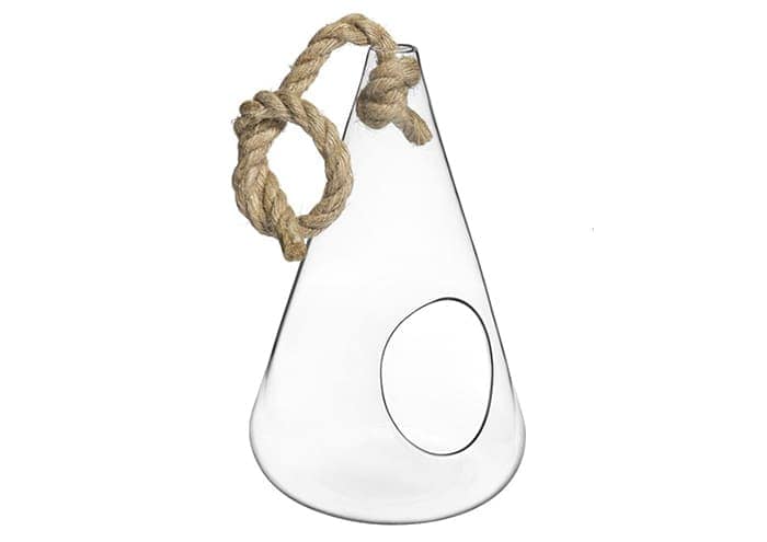 Immagine e commerce Portapianta vetro forma conica con corda grezza diametro 16 h25