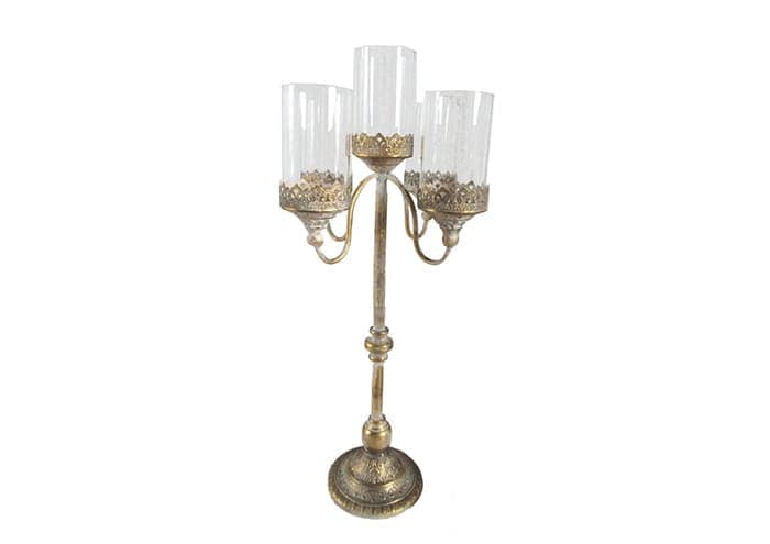Immagine e commerce Candelabro oro antico in metallo vetro con 5 portacandele alto 80 cm