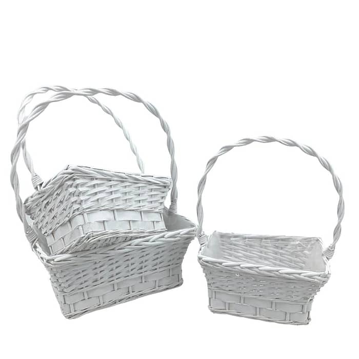 Immagine e commerce Serie 3 ceste vimini rettangolari orlo aperto manico intrecciato misure 25-29-34 cm