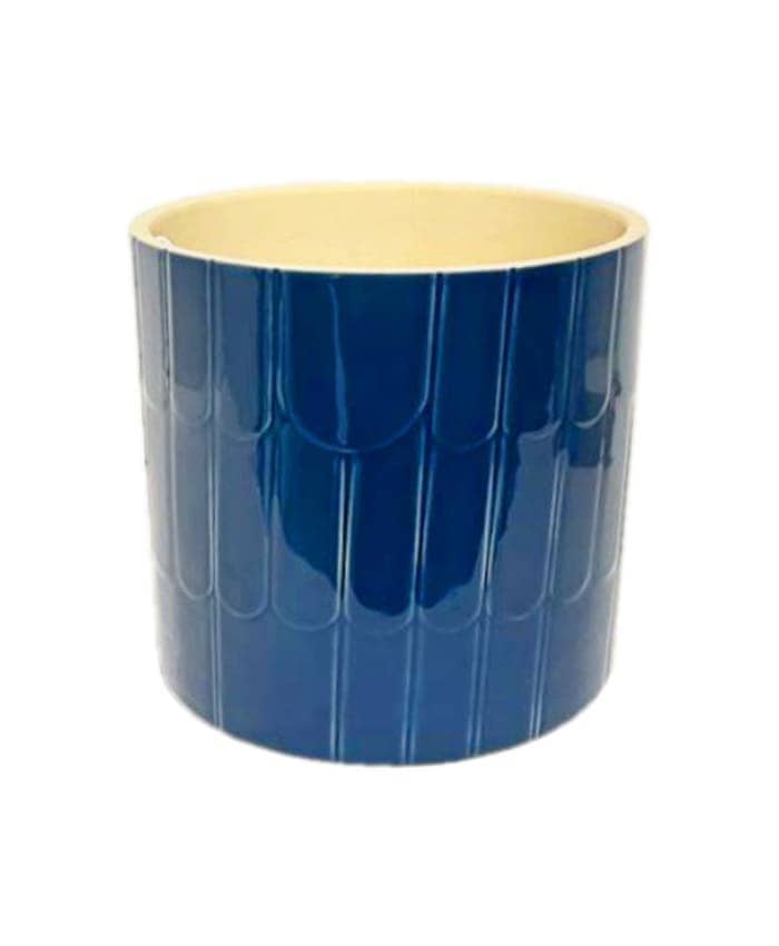 Immagine e commerce Vaso ceramica blu intenso forma cilindro decoro archetti cm 16 h15
