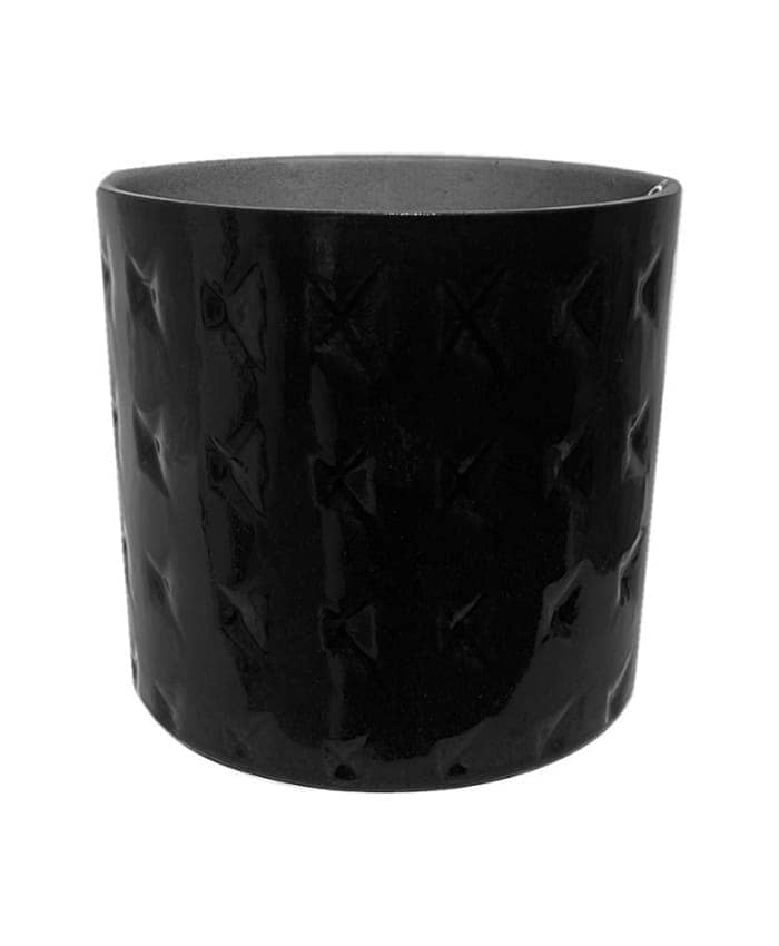 Immagine e commerce Cachepot ceramica nero decoro effetto trapunta cm 18 h17