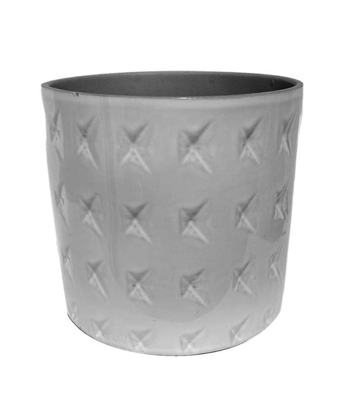 Immagine e commerce Cachepot ceramica bianco decoro effetto trapunta cm 18 h17