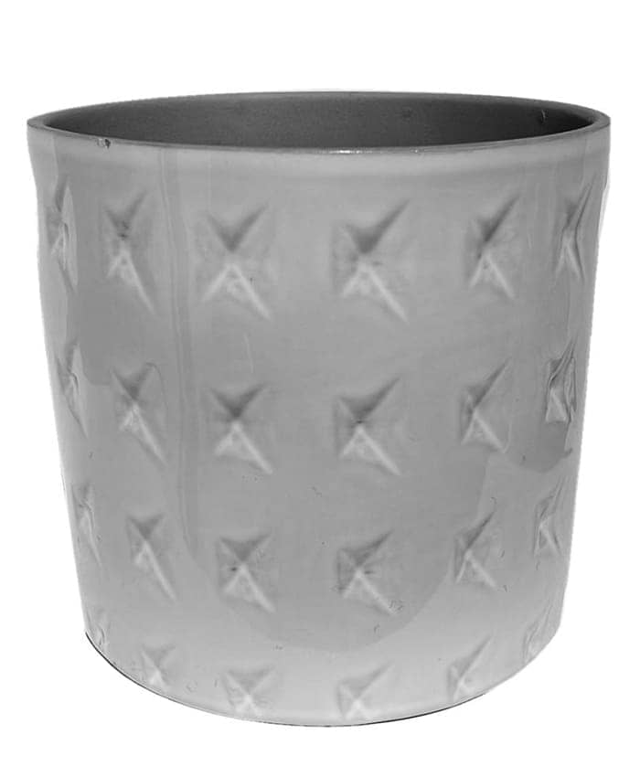 Immagine e commerce Cachepot ceramica bianco decoro effetto trapunta cm 23 h19