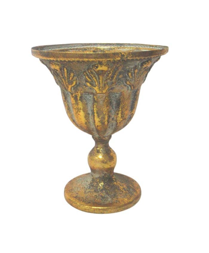 Immagine e commerce Coppa oro anticato decoro floreale per centrotavola matrimonio cm 13 h15