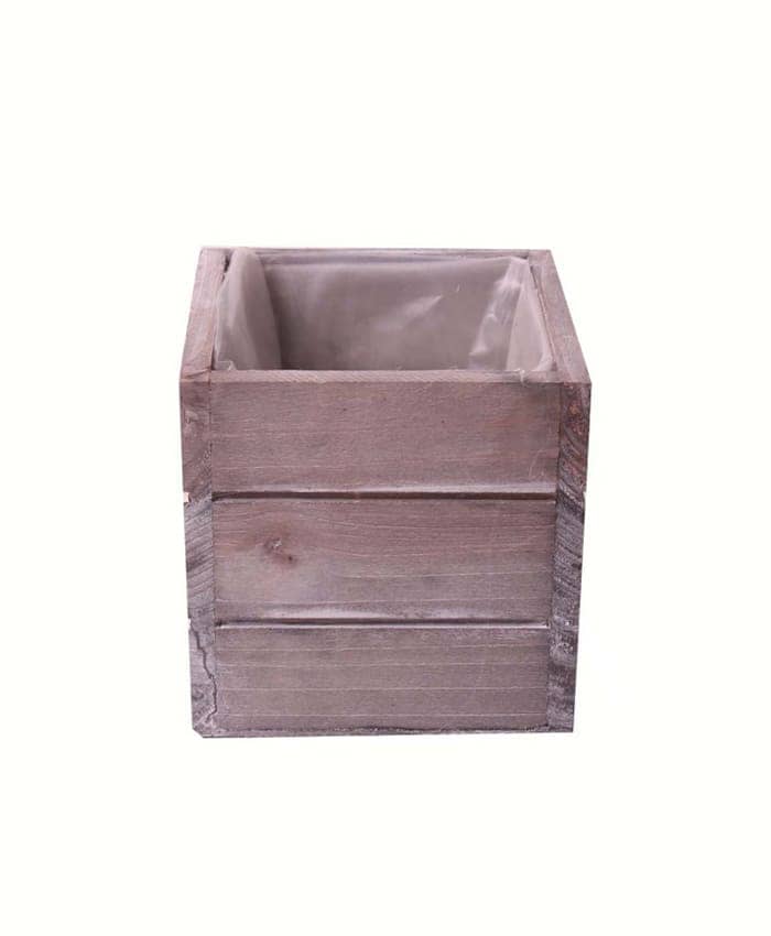 Immagine e commerce Cassette di legno shabby quadrate grigie doghe strette cm 10x10 h10