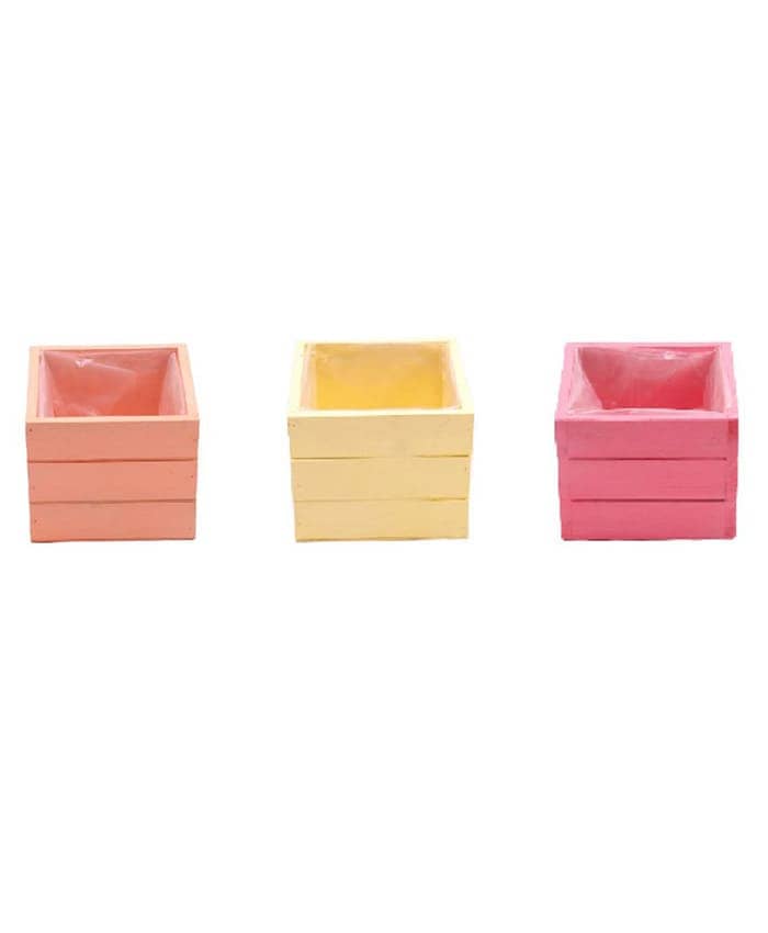 Immagine e commerce Cassette di legno colorate arancio giallo rosa forma quadrata cm 12x12 h11