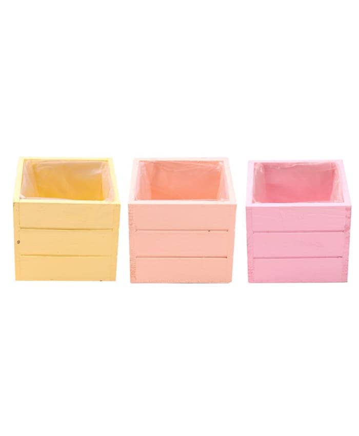 Immagine e commerce Cassette di legno colorate arancio giallo rosa forma quadrata cm 14x14 h14