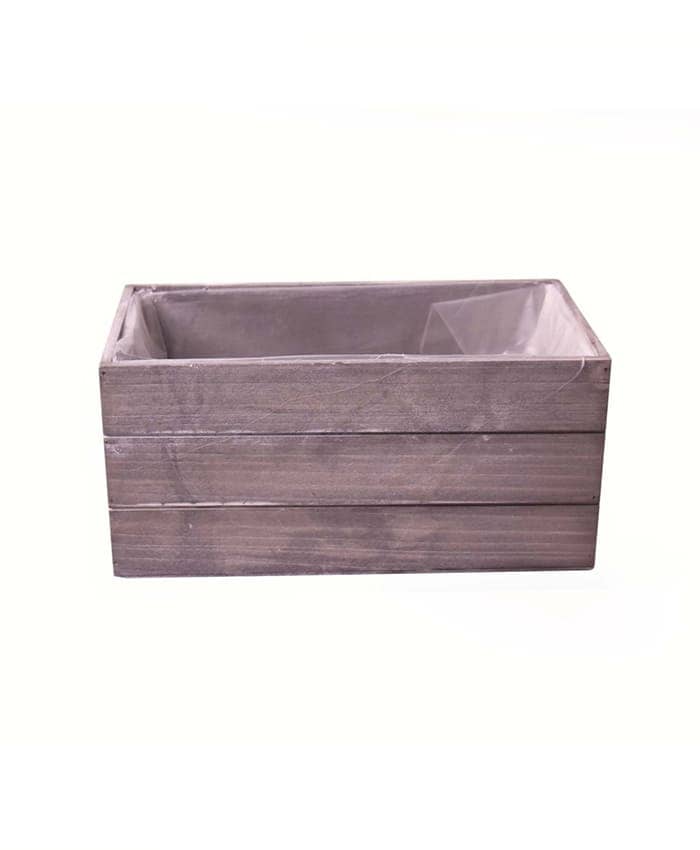 Immagine e commerce Cassette di legno shabby quadrate grigie doghe strette cm 22x12 h10