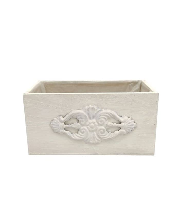 Immagine e commerce Cassette di legno decorate colore bianco cm 24x13 h12