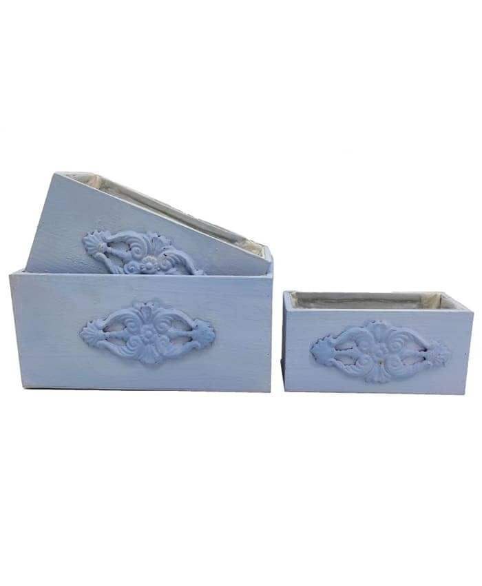 Immagine e commerce Serie 3 cassette di legno decorate color carta da zucchero cm 21-25-30