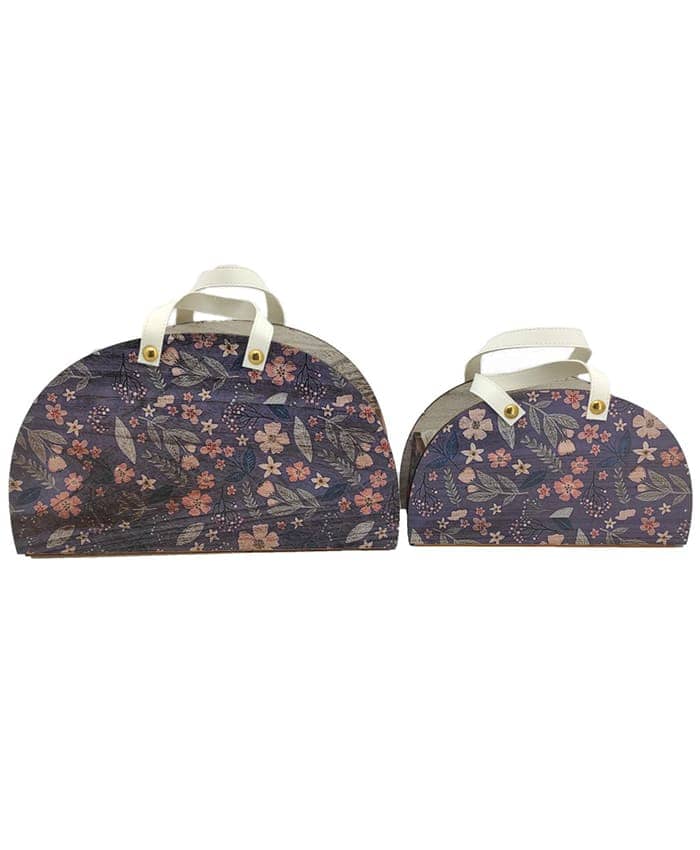 Immagine e commerce Cassetta portafiori blu decoro floreale forma semicerchio con manici cm 30-35-40