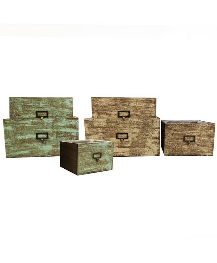 Immagine e commerce Serie 3 Cassetti rettangolari legno vintage bicolore pomello ferro cm 24-30-35