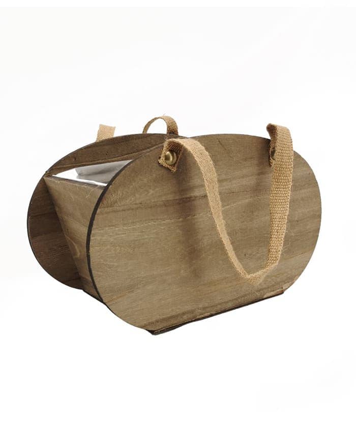Immagine e commerce Cassetta legno vintage ovale colore naturale manici juta cm 24x13 h12