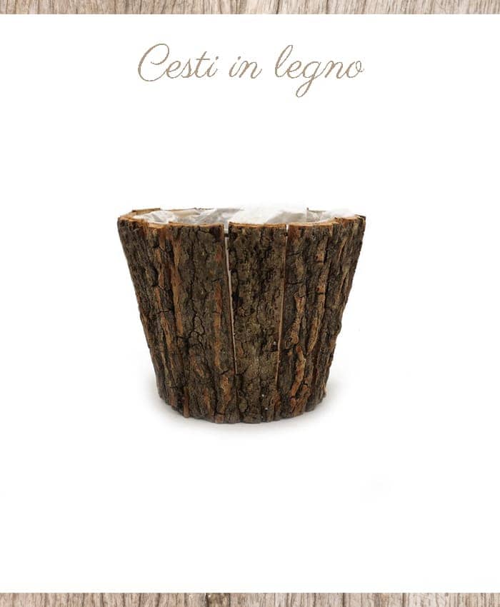 Immagine e commerce Cesto legno svasato in corteccia per piante vaso cm 17