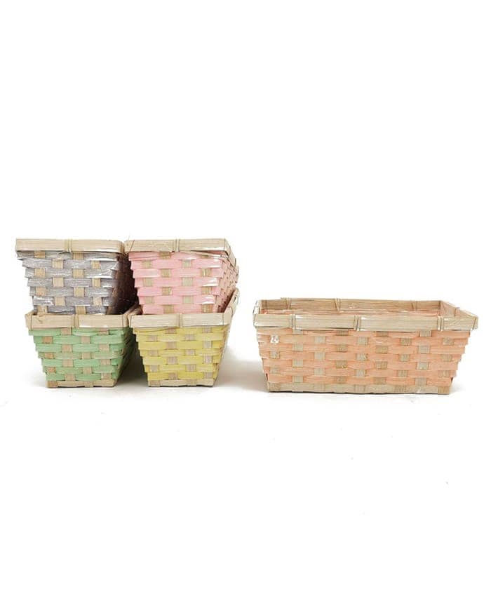 Cesti bamboo rettantolari per 2 piante vaso 10 cm mix 5 colori