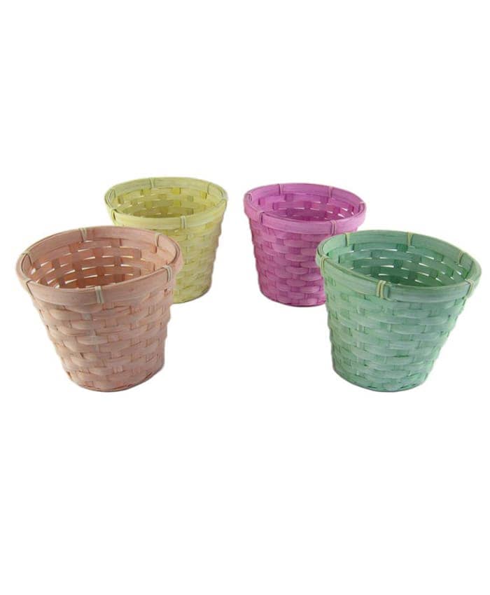 Cesti vimini in bamboo mix 4 colori vivaci per piante vaso 16 cm