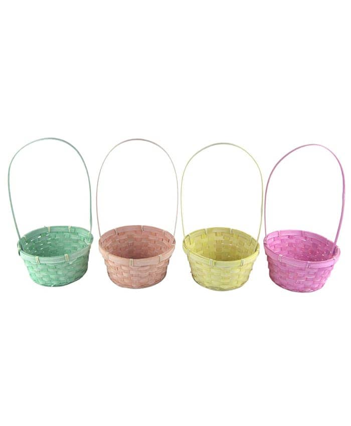 Ciotole vimini bamboo manico alto colori vivaci diametro cm 20