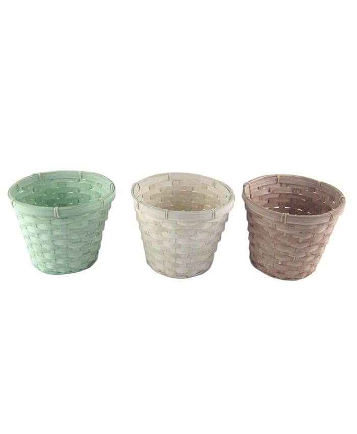 Cachepot bamboo per piante vaso cm 14 mix 3 colori naturali pastello