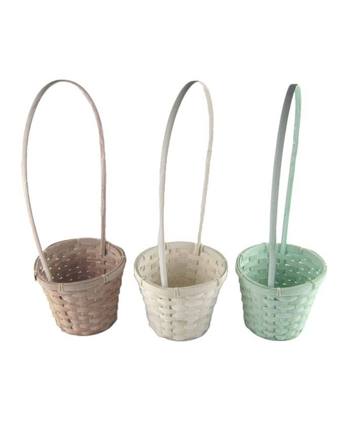 Cachepot vimini bamboo colori naturali manico alto per piante vaso 16 cm