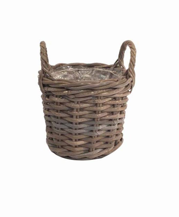 Immagine e commerce Cesto tondo rattan kubu con manici per piante vaso 15 cm