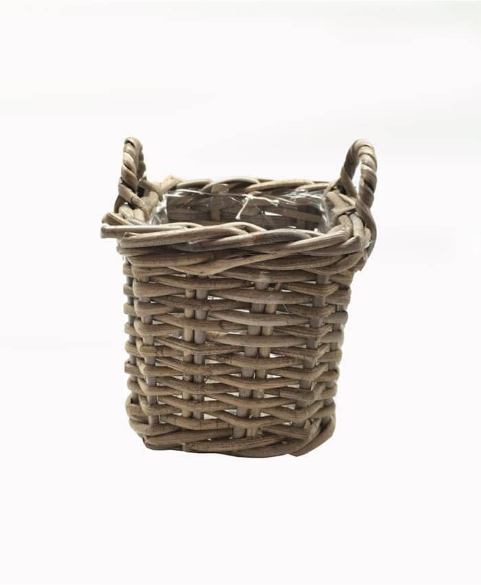 Immagine e commerce Cesto quadrato rattan kubu con manici per piante vaso 12 cm