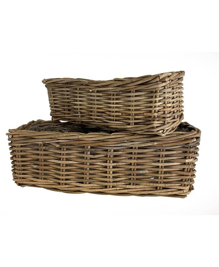 Immagine e commerce Serie 2 Cesti grandi rettangolari in rattan kubu lunghezza 50-60 cm