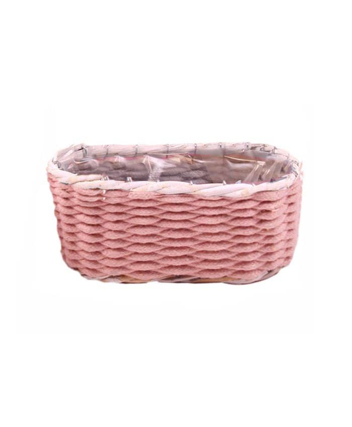Immagine e commerce Cesto vimini e cordoncino color pesca cm 22x12 h10