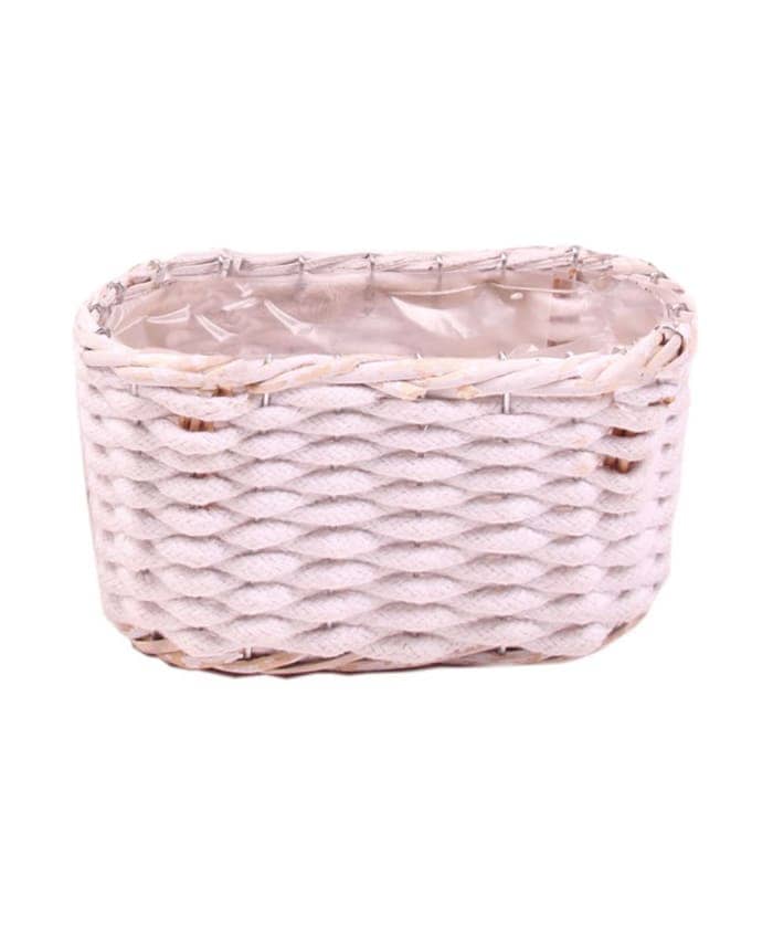 Immagine e commerce Cesto vimini e cordoncino colore bianco 26x14 h13