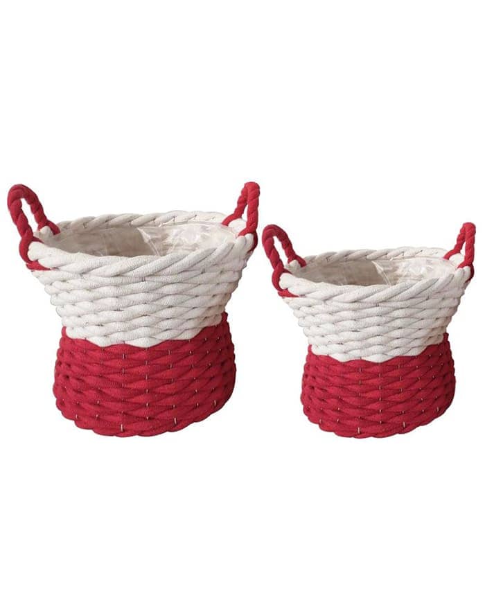 Immagine e commerce Serie 2 cesti manici forma biconica in cotone bicolore diametro 23-27 cm