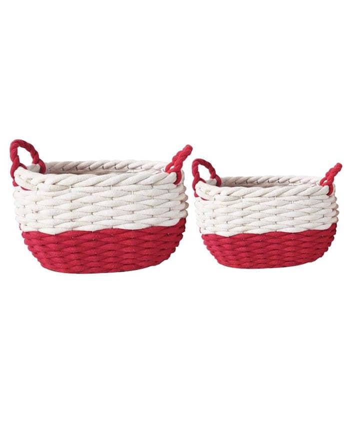 Immagine e commerce Serie 2 cesti ovali in cotone bicolore misure cm 27-33