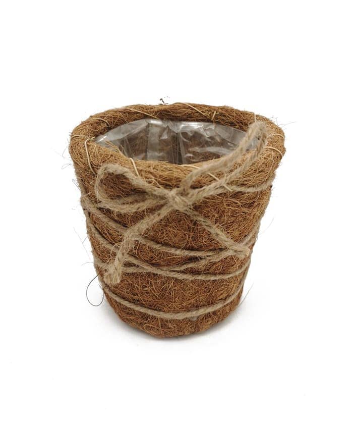 Immagine e commerce Cesto per piante vaso 12 cm in fibra di cocco con cordoncino decorativo
