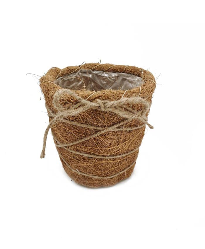 Immagine e commerce Cesto per piante vaso 14 cm in fibra di cocco con cordoncino decorativo