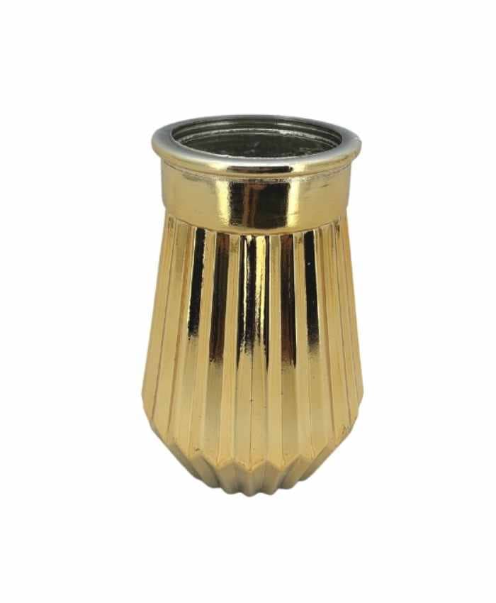 Immagine e commerce Barattolino portafiori vetro rigato oro per tavoli imperiali cm 8 h16